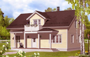 Двухэтажный финский дом с балконом DK130