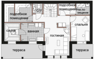 Двухуровневый дом с многоскатной крышей Т015