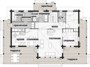 Дом с мансардой и застекленным фасадом Т024