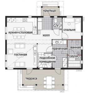 Двухэтажный финский дом с выносной террасой Т027
