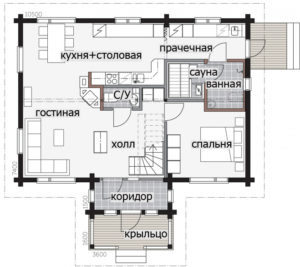Одноэтажный дом с мансардой Т036
