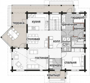 Финский дом с мансардой и угловой террасой Т037