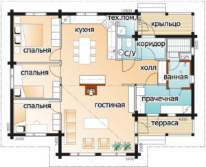 Одноэтажный дом с выделенной гостиной Т065
