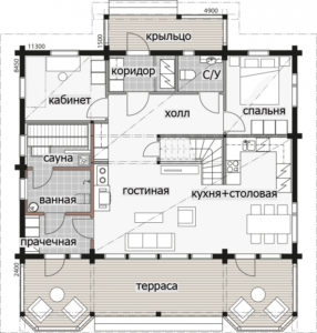 Дом с мансардой и просторной террасой Т067