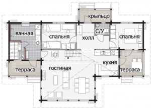 Мансардный дом с застекленной входной группой Т070
