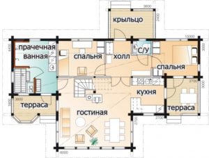Т-образный дом с мансардой Т073
