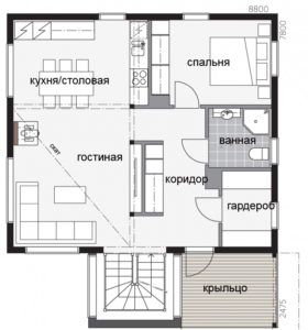 Двухуровневый двухэтажный дом с цокольным этажом T005
