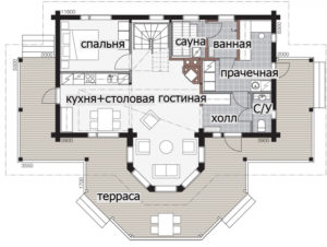 Мансардный дом с застекленной входной группой Т076