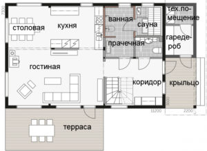 Финский двухэтажный дом с односкатной крышей Т012