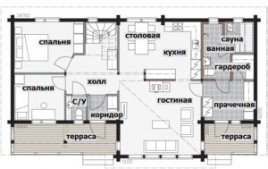 Финский двухэтажный дом с застекленной гостиной Т025