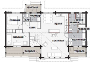Финский двухэтажный дом с застекленной гостиной Т025
