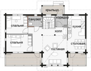 Двухуровневый дом с многоскатной крышей Т015