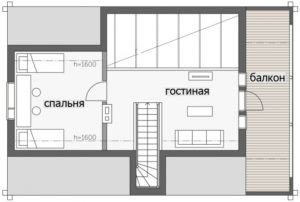 Дом с мансардой и просторным балконом Т064