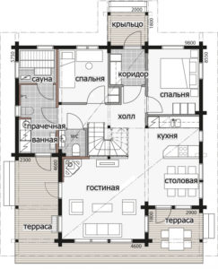 Мансардный дом с застекленным фронтоном Т075