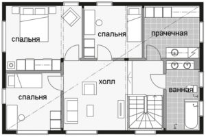 Финский двухэтажный дом с односкатной крышей Т012