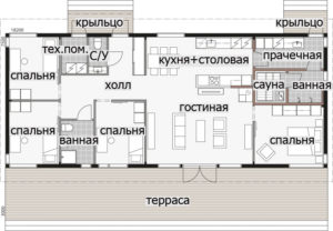 Одноэтажный дом с застекленными стенами Т032