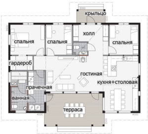 Одноэтажный дом с застекленным фасадом Т039