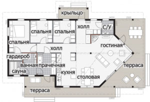 Одноэтажный дом с застекленной входной группой Т049