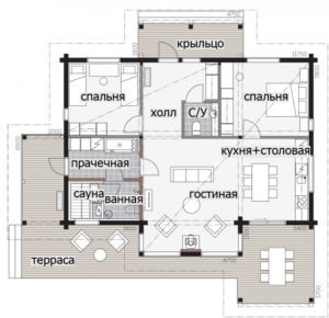 Комактный дом с односкатной крышей Т071