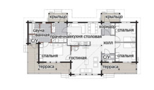 Одноэтажный дом с застекленной входной группой Т043