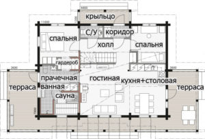Двухэтажный дом с крытой просторной террасой Т055