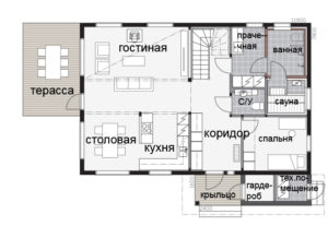 Компактный двухэтажный дом под односкатной крышей Т011