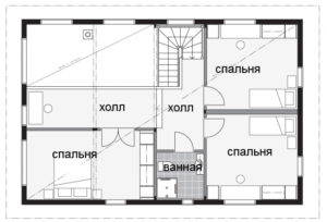 Компактный двухэтажный дом под односкатной крышей Т011