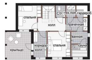 Двухэтажный дом с крытой террасой-балконом Т031
