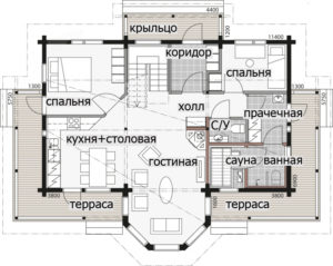 Мансардный дом с округлой террасой Т078