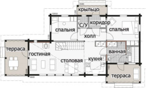Одноэтажный дом с тремя входными группами Т100