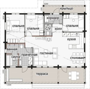 Одноэтажный дом в деревенском стиле Т105