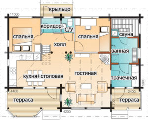 Мансардный дом с двумя террасами Т123
