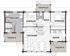 Дом с застекленным высоким фасадом Т127