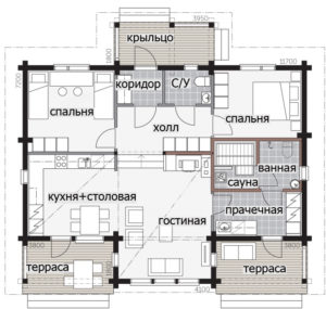 Дом с застекленной гостиной Т084