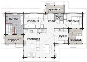 Финский дом с большой застекленной гостиной Т086