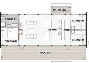 Одноэтажный дом с застекленным фасадом Т079