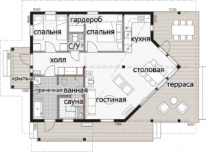 Дом с застекленным фронтоном Т091