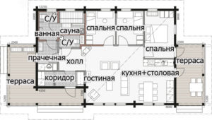 Вытянутый одноэтажный дом Т154