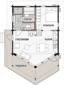Садовый домик с застекленным фасадом Т165