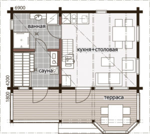 Садовый дом с крытой террасой Т183