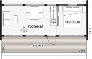 Садовый дом с застекленным фасадом Т191
