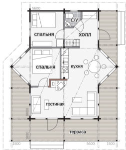Дом с террасой по периметру Т158