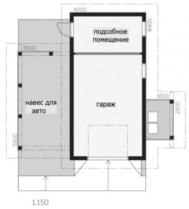 Гараж с навесом Т176