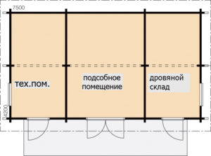 Хозблок под двухскатной крышей Т179