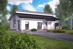 Одноэтажный финский дом с двускатной крышей КД-63