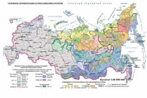 Карта промерзания грунта в России